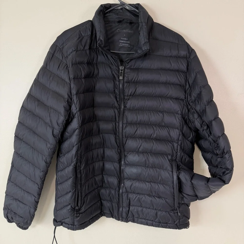 Calvin Klein Mens Puffer Jacket Large Packable Down Quilted Lightweight Travel